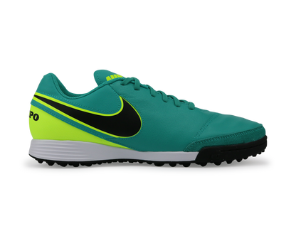 Nike Men's Tiempo Genio Leather Turf Soccer Shoes Clear Jade/Black/Volt