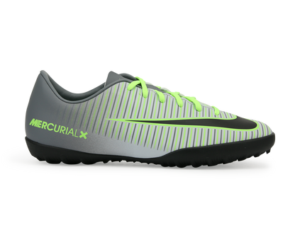 Nike Kids Mercurial Vapor XI Turf Soccer Shoes Pure Platinum/Black/Ghost Green
