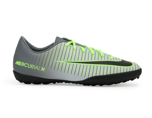 Nike Kids Mercurial Vapor XI Turf Soccer Shoes Pure Platinum/Black/Ghost Green