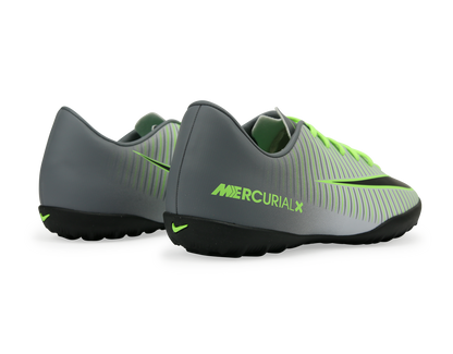 Nike Kids Mercurial Vapor XI Turf Soccer Shoes Pure Platinum/Black/Ghost Green