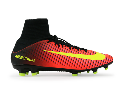 Nike Men's Mercurial Veloce III DF FG Total Crimson/Volt Black/Pink Blast