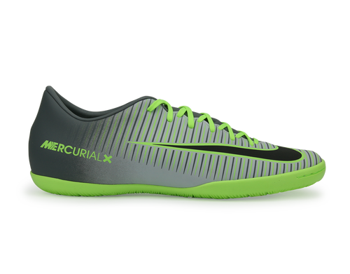 Nike Men's MercurialX Victory VI Indoor Soccer Shoes Pure Platinum/Black/Ghost Green