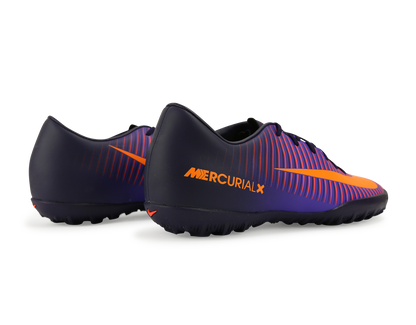 Nike Men's MercurialX Victory VI Turf Soccer Shoes Purple Dynasty/Bright Citrus/Hyper Grape