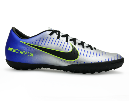 Nike Men's MercurialX Victory VI Neymar Jr Turf Soccer Shoes Racer Blue/Black/Chrome/Volt