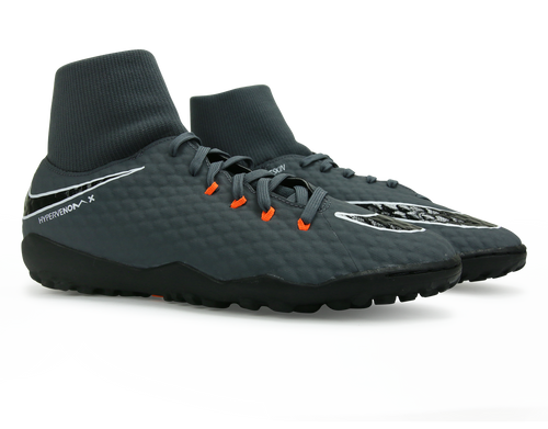 Nike Men's Hypervenom PhantomX 3 Academy Dynamic Fit Turf Soccer Shoes Dark Grey/Total Orange/White