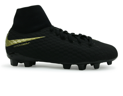 Nike Kids Hypervenom 3 Academy DF FG Black/Metallic Gold