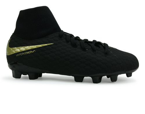 Nike Kids Hypervenom 3 Academy DF FG Black/Metallic Gold