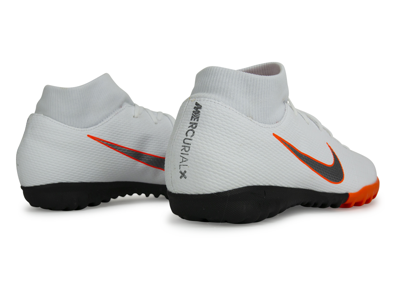 Nike Men's Mercurial SuperflyX 6 Academy Turf Soccer Shoes White/Metalic Cool Grey/Total Orange