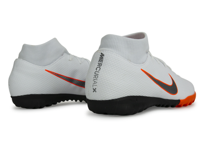 Nike Men's Mercurial SuperflyX 6 Academy Turf Soccer Shoes White/Metalic Cool Grey/Total Orange