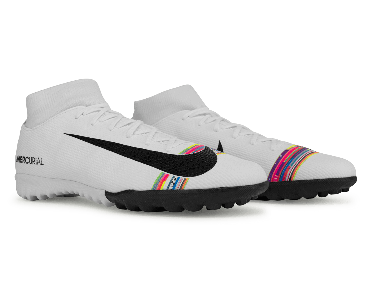 Nike Men's Mercurial Superfly 6 Academy Turf Soccer Shoes White/Black/Pure Platinum