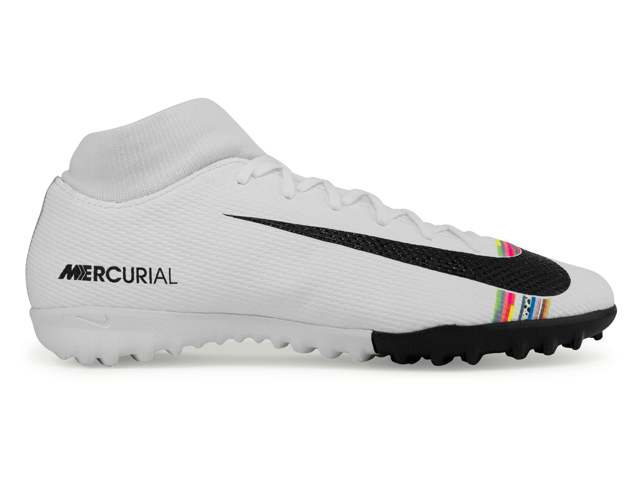 Nike Men's Mercurial Superfly 6 Academy Turf Soccer Shoes White/Black/Pure Platinum