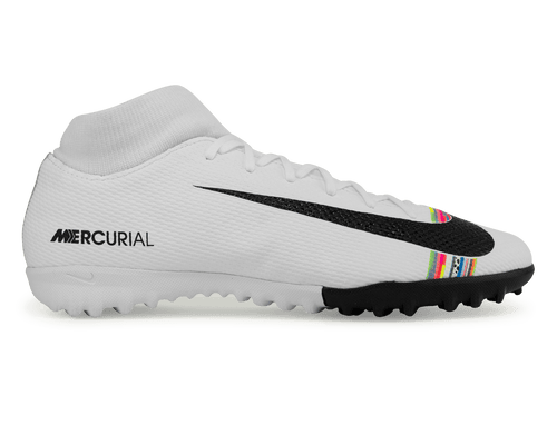 Nike Men's Mercurial Superfly 6 Academy Turf Soccer Shoes White/Black/Pure Platinum