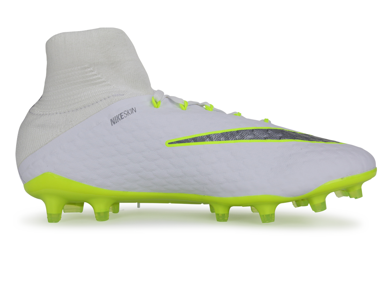 Nike Men's Hypervenom 3 Pro DF FG White/Metallic Cool Grey/Volt