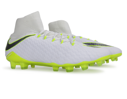 Nike Men's Hypervenom 3 Pro DF FG White/Metallic Cool Grey/Volt
