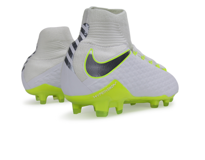 Nike Men's Hypervenom 3 Pro DF FG White/Metallic Cool Grey/Volt