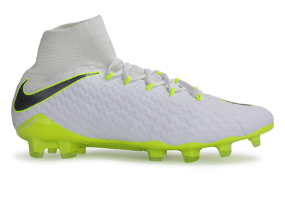 Nike Men's Hypervenom 3 Pro DF FG White/Metallic Cool Grey/Volt