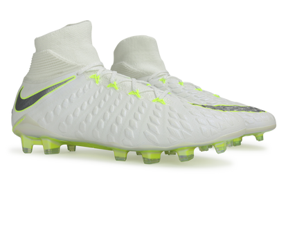 Nike Men's Hypervenom 3 Elite DF FG White/Metallic Cool Grey/Volt