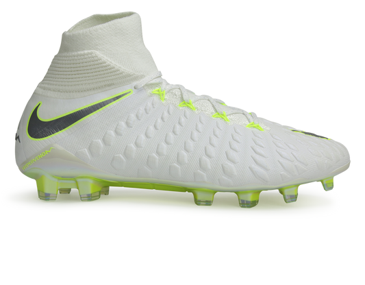 Nike Men's Hypervenom 3 Elite DF FG White/Metallic Cool Grey/Volt