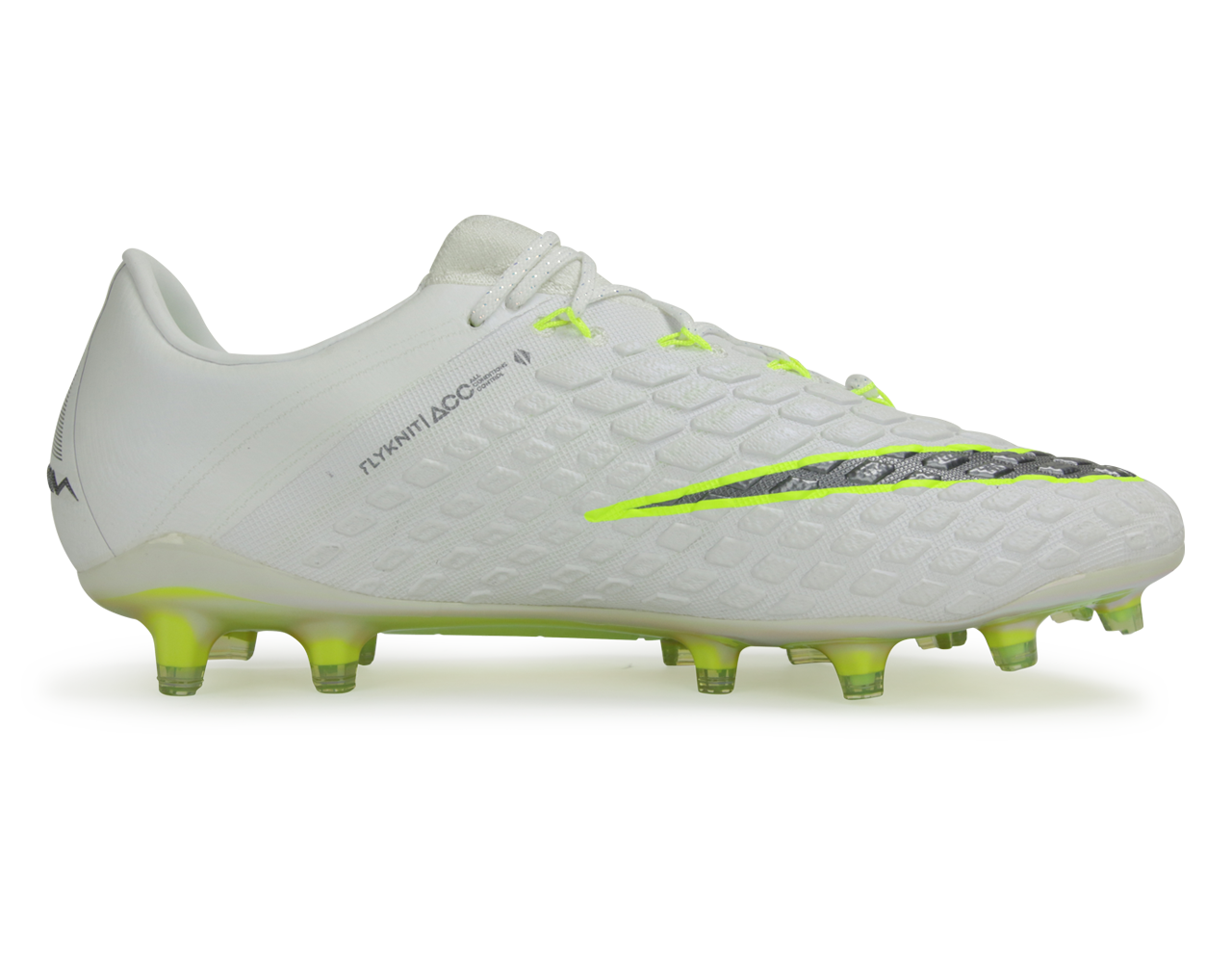 Nike Men's Hypervenom Phantom III Elite FG White/Volt/Metallic Cool Grey