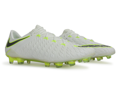 Nike Men's Hypervenom Phantom III Elite FG White/Volt/Metallic Cool Grey