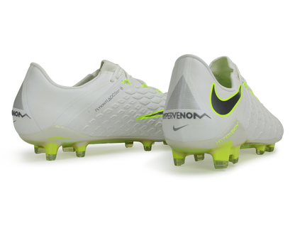 Nike Men's Hypervenom Phantom III Elite FG White/Volt/Metallic Cool Grey