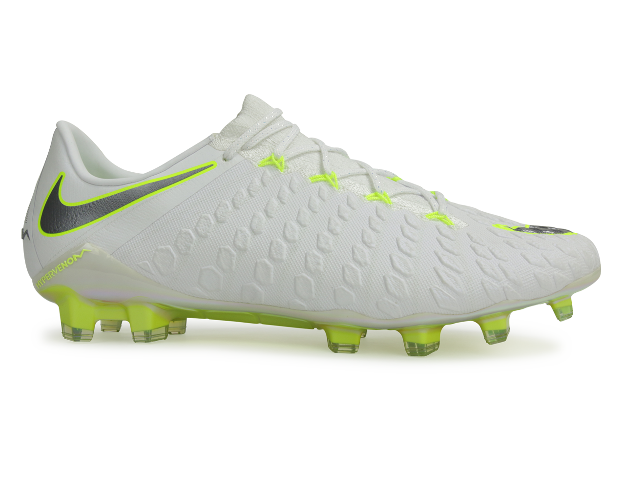 Nike Men's Hypervenom Phantom III Elite FG White/Volt/Metallic Cool Grey