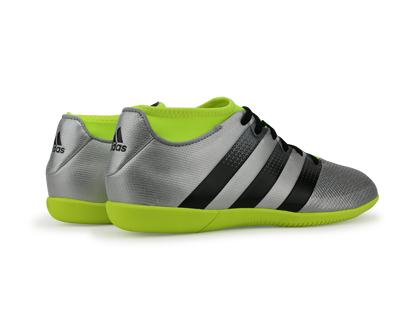 adidas Men's ACE 16.3 Primemesh Indoor Soccer Shoes Silver Metallic/Core Black/Solar Yellow