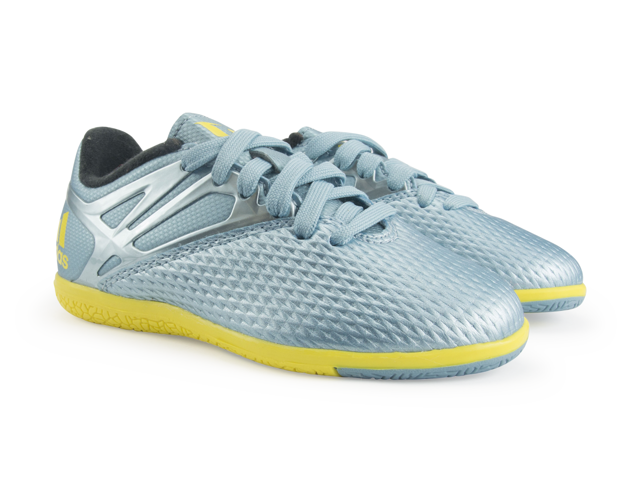 adidas Kids Messi 15.3 Indoor Soccer Shoes  Matte Ice Metallic/Bright Yellow/Black