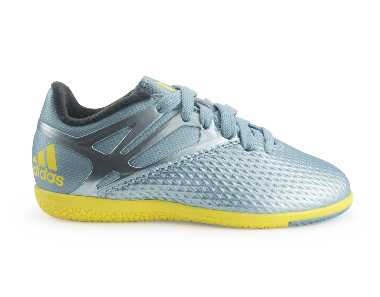 adidas Kids Messi 15.3 Indoor Soccer Shoes  Matte Ice Metallic/Bright Yellow/Black