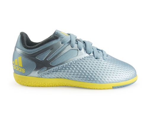 adidas Kids Messi 15.3 Indoor Soccer Shoes  Matte Ice Metallic/Bright Yellow/Black