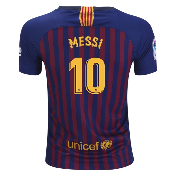 Nike Kids FC Barcelona 18/19 Messi Home Jersey Deep Royal/University Gold