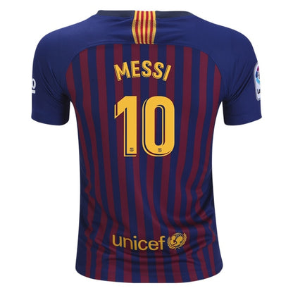 Nike Kids FC Barcelona 18/19 Messi Home Jersey Deep Royal/University Gold