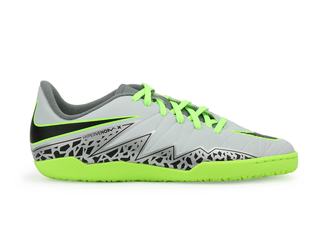 Nike Kids HypervenomX Phelon II Indoor Soccer Shoes Pure Platinum/Black/Ghost Green