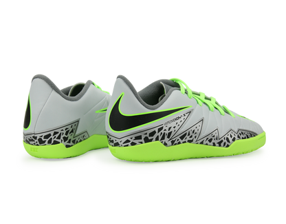 Nike Kids HypervenomX Phelon II Indoor Soccer Shoes Pure Platinum/Black/Ghost Green