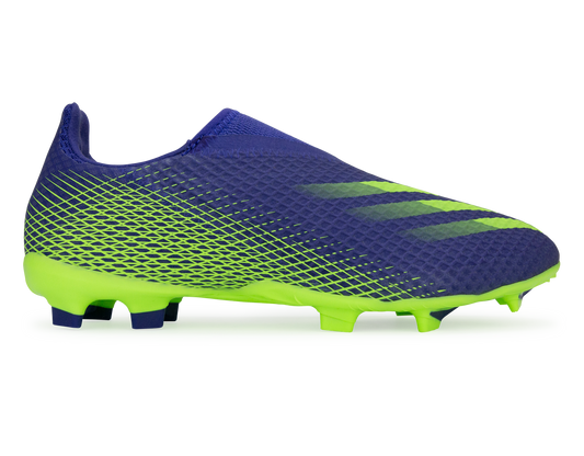 adidas Kids X Ghosted.3 Laceless FG Energy Ink/Signal Green