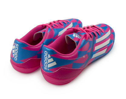 Adidas Men's F10 (Messi) Indoor Soccer Shoes Solar Pink/White/Solar Blue