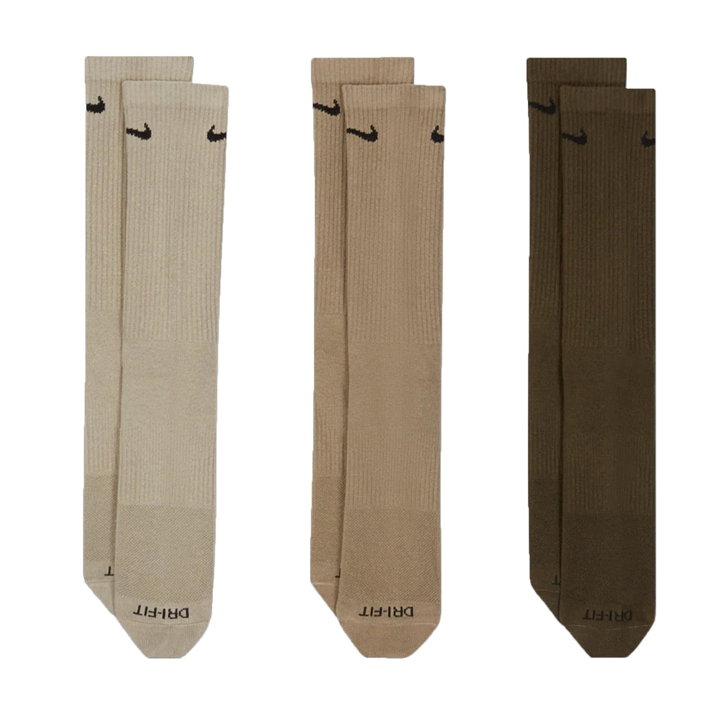 Nike Everyday Plus Cushioned Socks 3 Pack Olive/Stone/Khaki