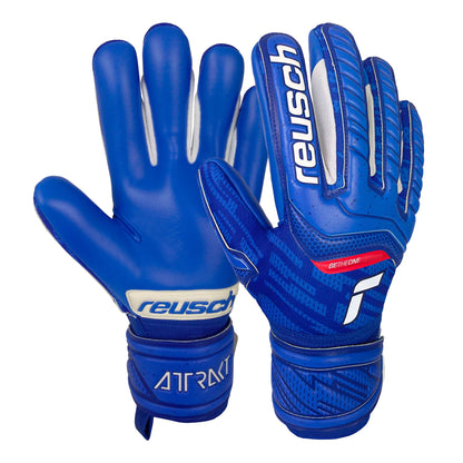 Reusch Men's Goalkeeper Attrakt Grip Evolution Fingersave Goalkeeper Gloves Blue/White