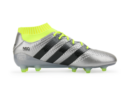 adidas Men's ACE 16.1 Primeknit FG/AG Silver Metalic/Core Black/Solar Yellow