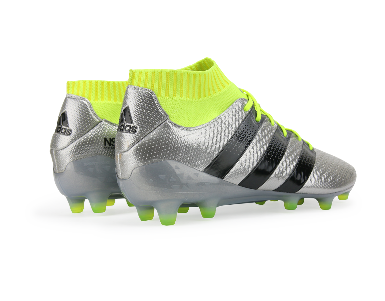 adidas Men's ACE 16.1 Primeknit FG/AG Silver Metalic/Core Black/Solar Yellow