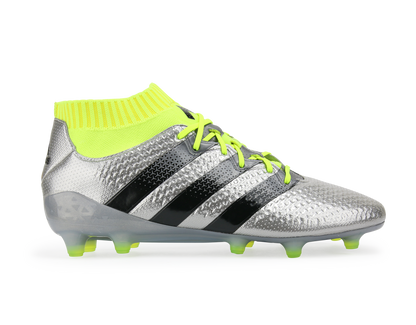 adidas Men's ACE 16.1 Primeknit FG/AG Silver Metalic/Core Black/Solar Yellow