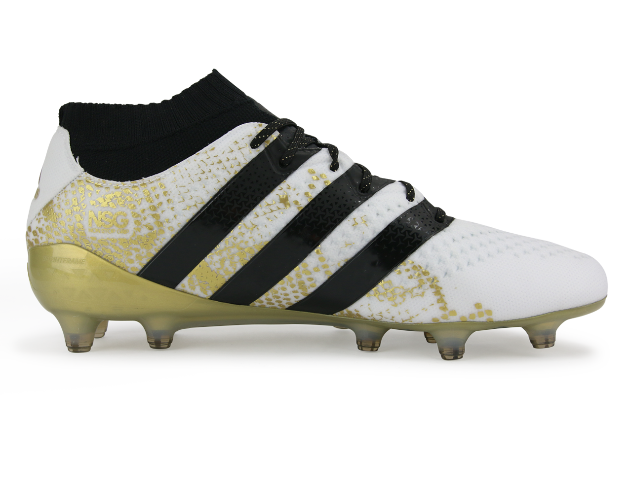 adidas Men's ACE 16.1 Primeknit  FG White/Core Black/Gold Metalic