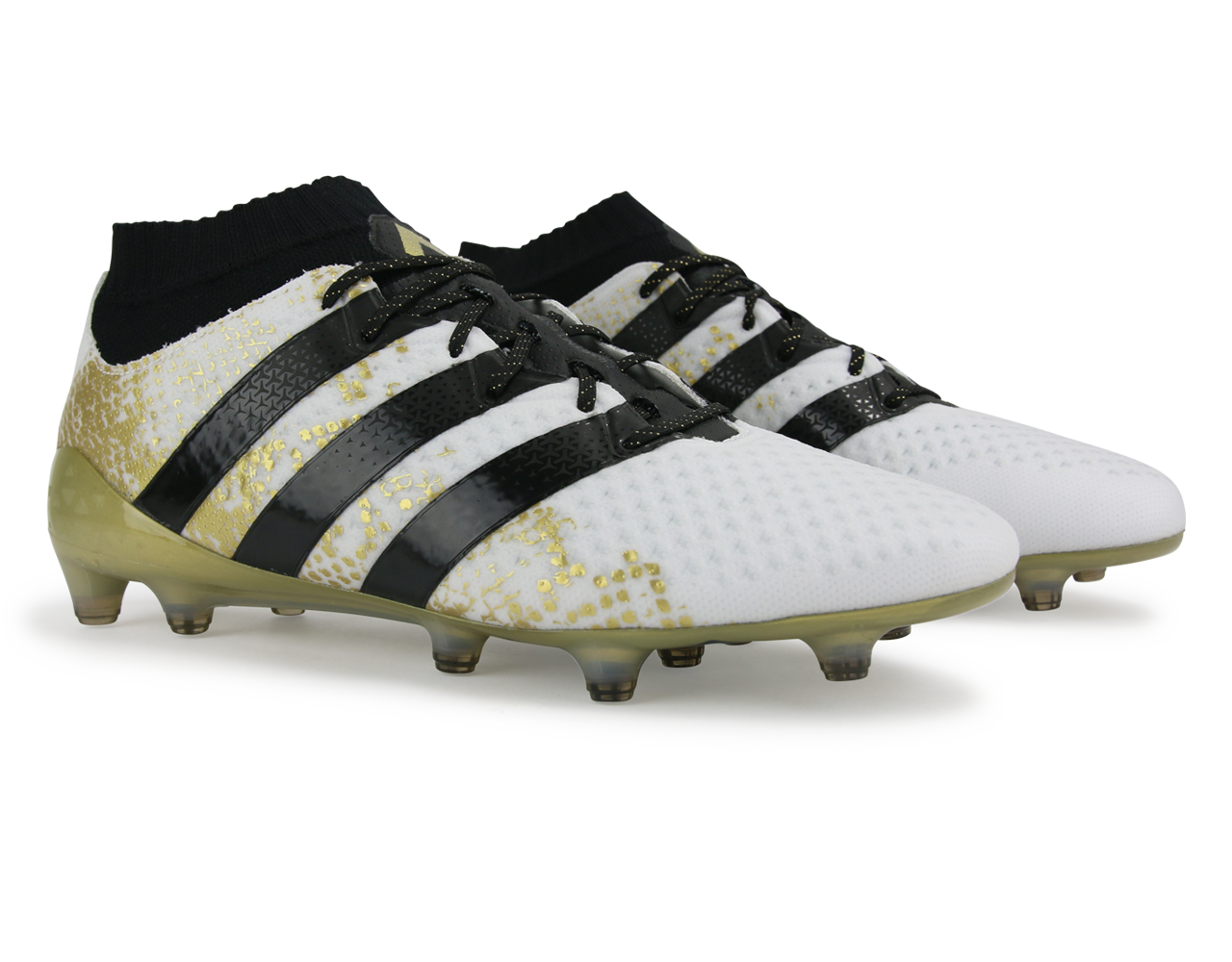 adidas Men's ACE 16.1 Primeknit  FG White/Core Black/Gold Metalic
