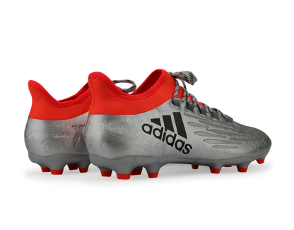 adidas Men's X 16.2 FG Silver Metallic/Black/Solar Red