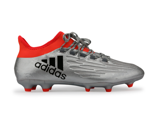 adidas Men's X 16.2 FG Silver Metallic/Black/Solar Red