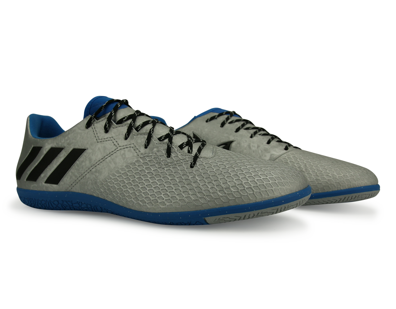 adidas Men's Messi 16.3 Indoor Soccer Shoes Silver Metallic/Core Black/Sho Blue