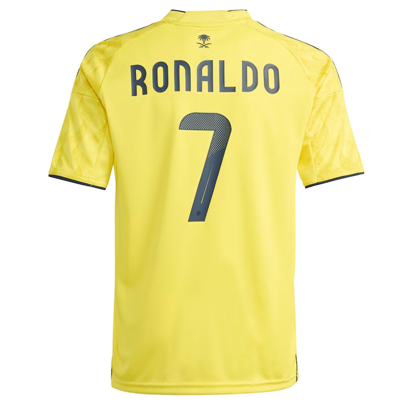adidas Kids Al Nassr 2025/26 Home Jersey w/ Ronaldo #7 Printing Impact Yellow/Night Indigo