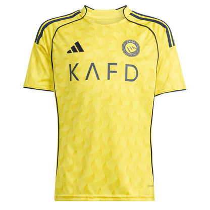 adidas Kids Al Nassr 2025/26 Home Jersey w/ Ronaldo #7 Printing Impact Yellow/Night Indigo