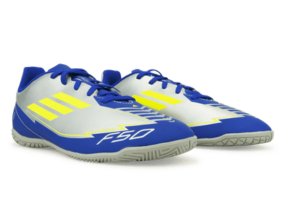 adidas Kids F50 Club Messi IN Silver/Volt/Blue