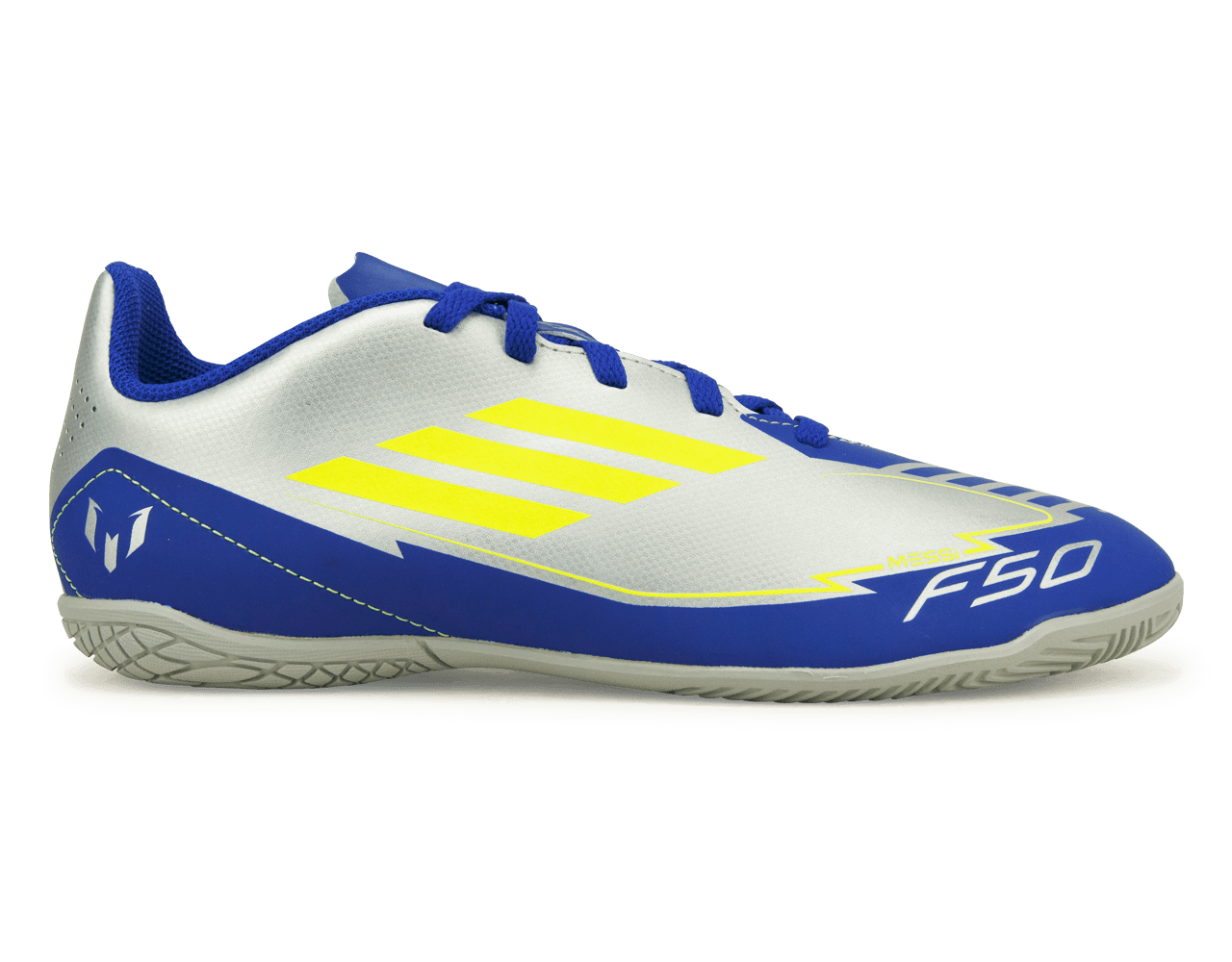 adidas Kids F50 Club Messi IN Silver/Volt/Blue